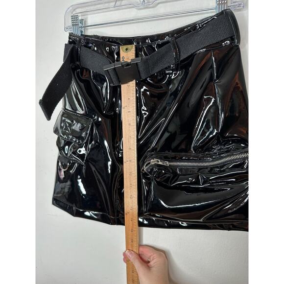NWOT I AM GIA Edam Skirt PVC Mini High Waist Utility Pockets Silver Trim S - Picture 15 of 15